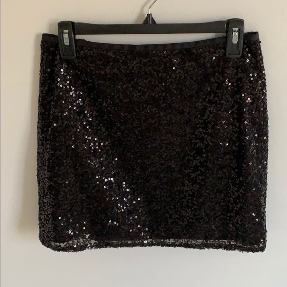 Black sequined mini skirt